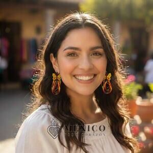 Mexican earrings butterfly desing 3 x 2 in